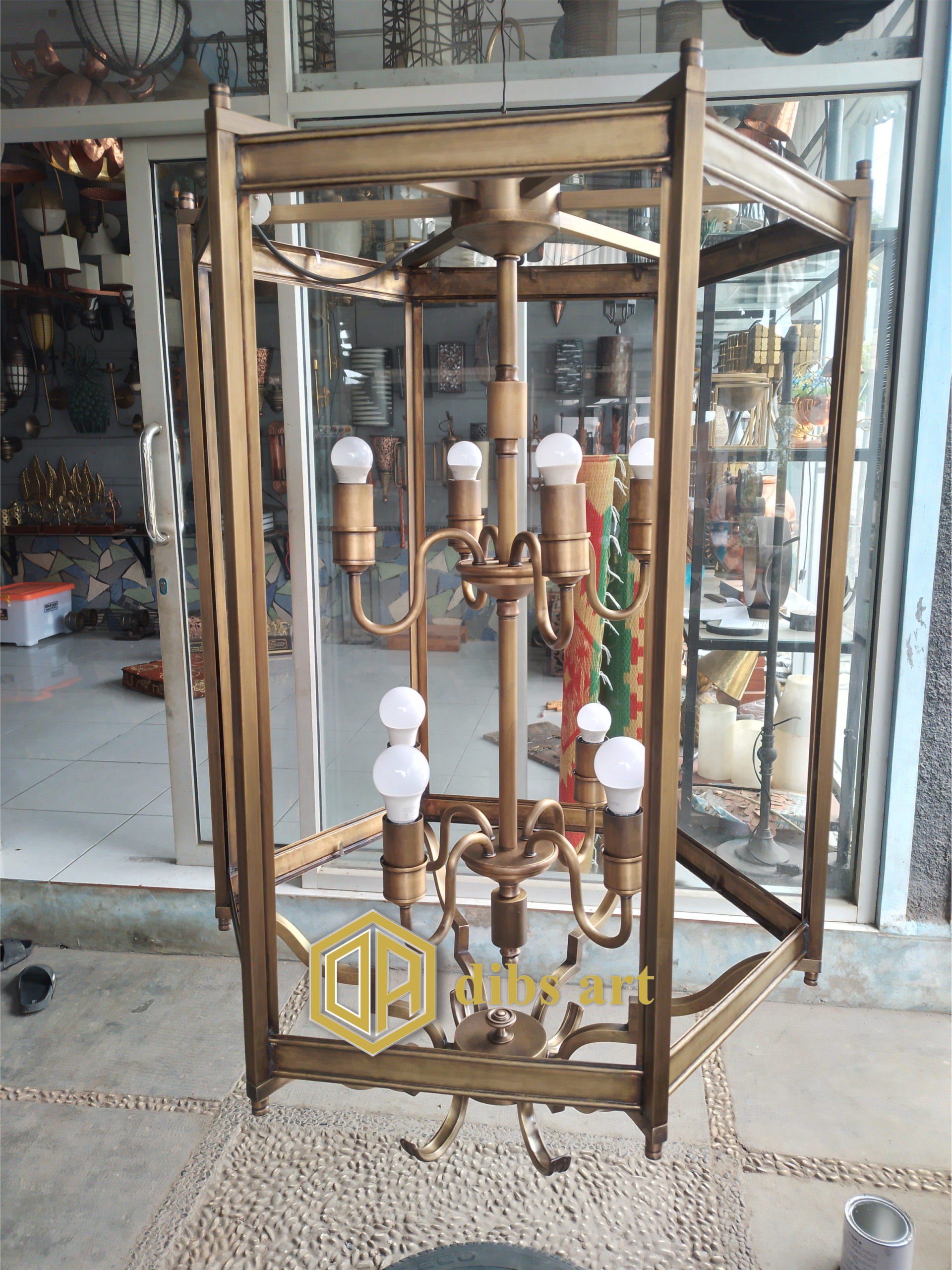 lampu gantung kuningan antik