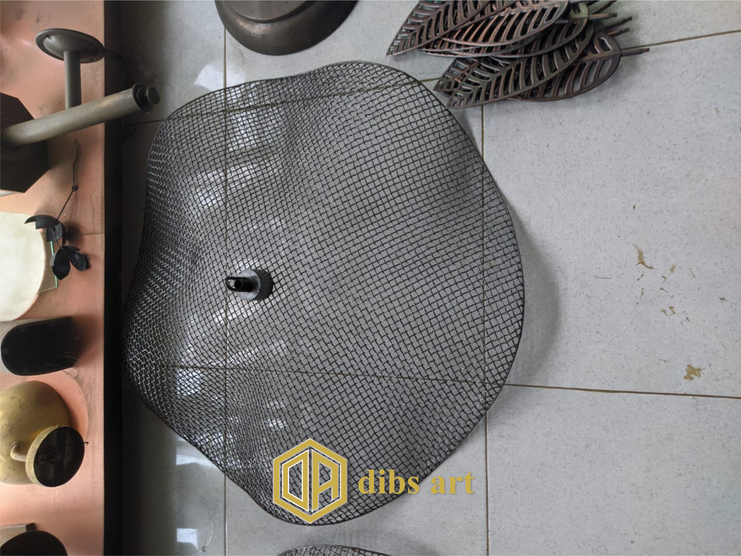 lampu gantung kuningan anyaman