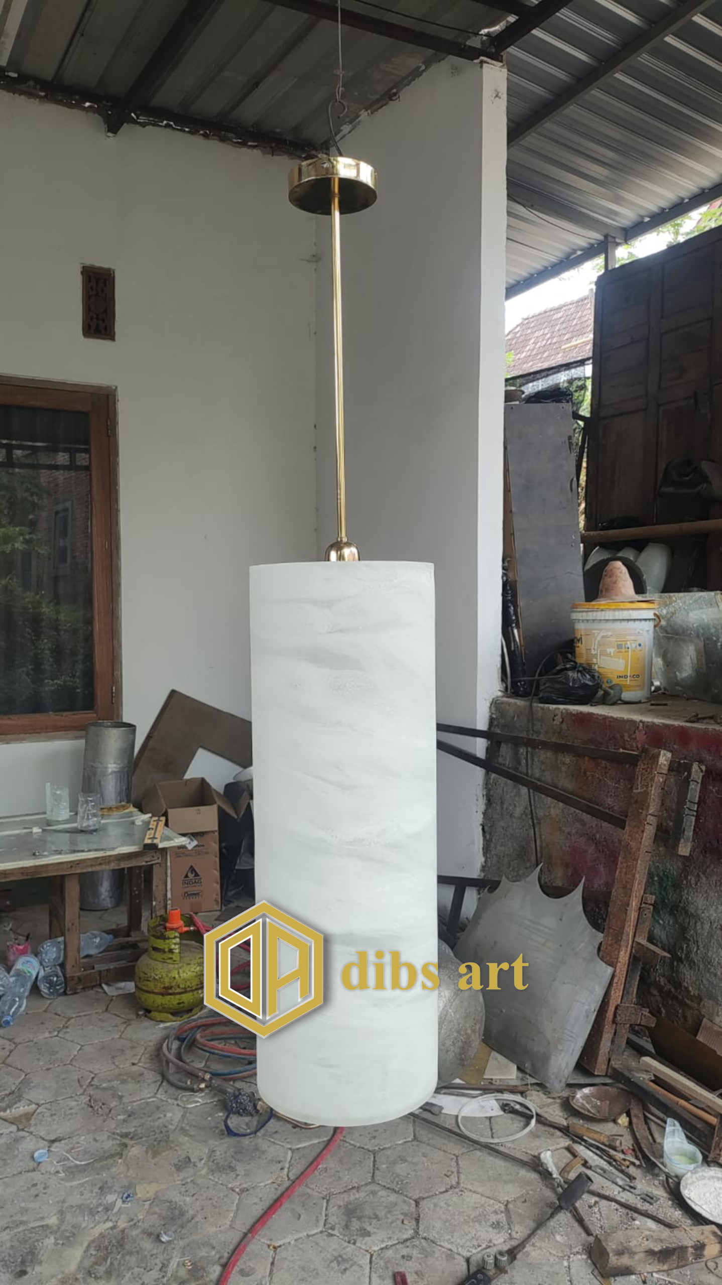 lampu gantung kuningan fiber
