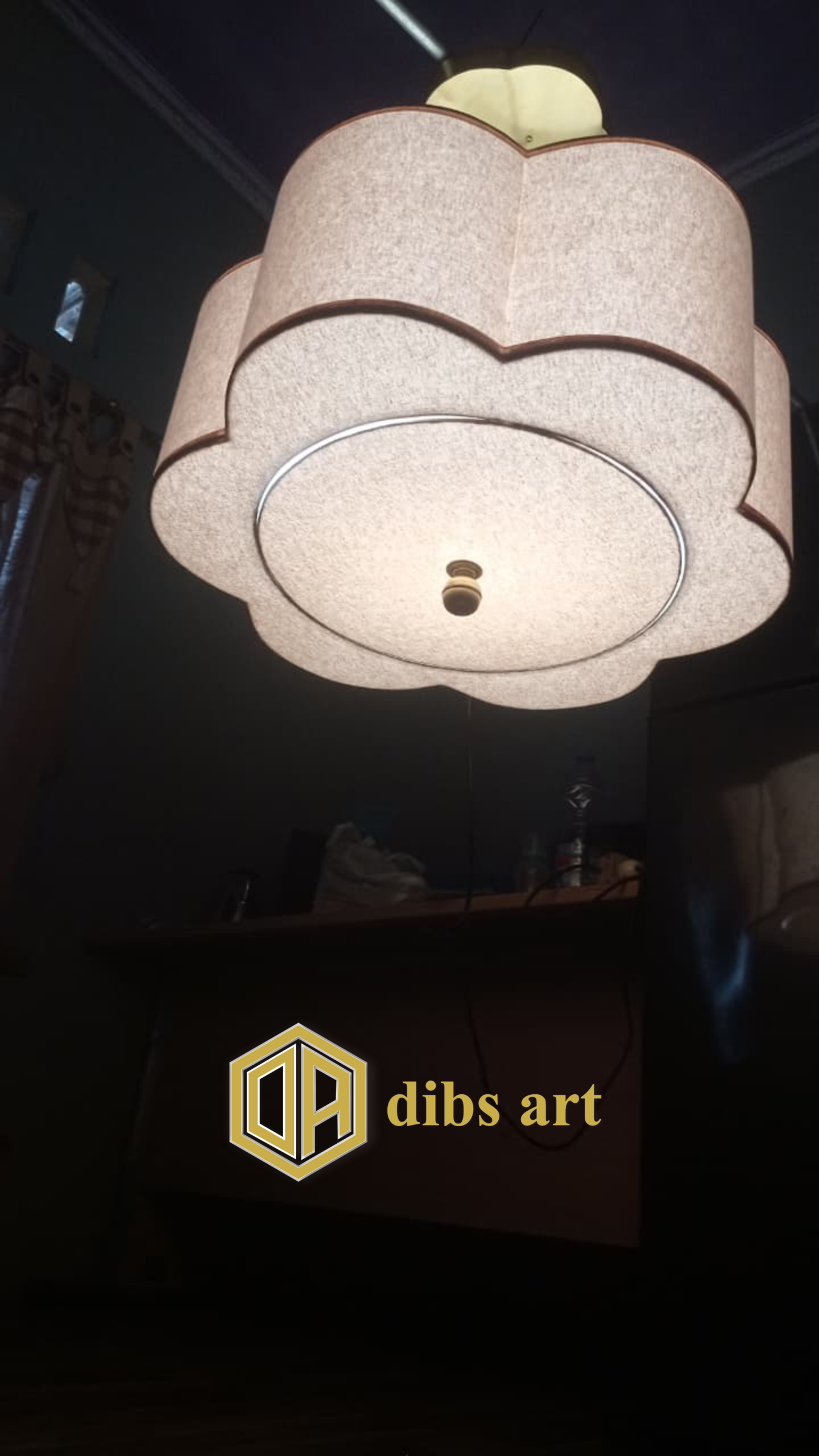 lampu gantung kuningan kap putih 1