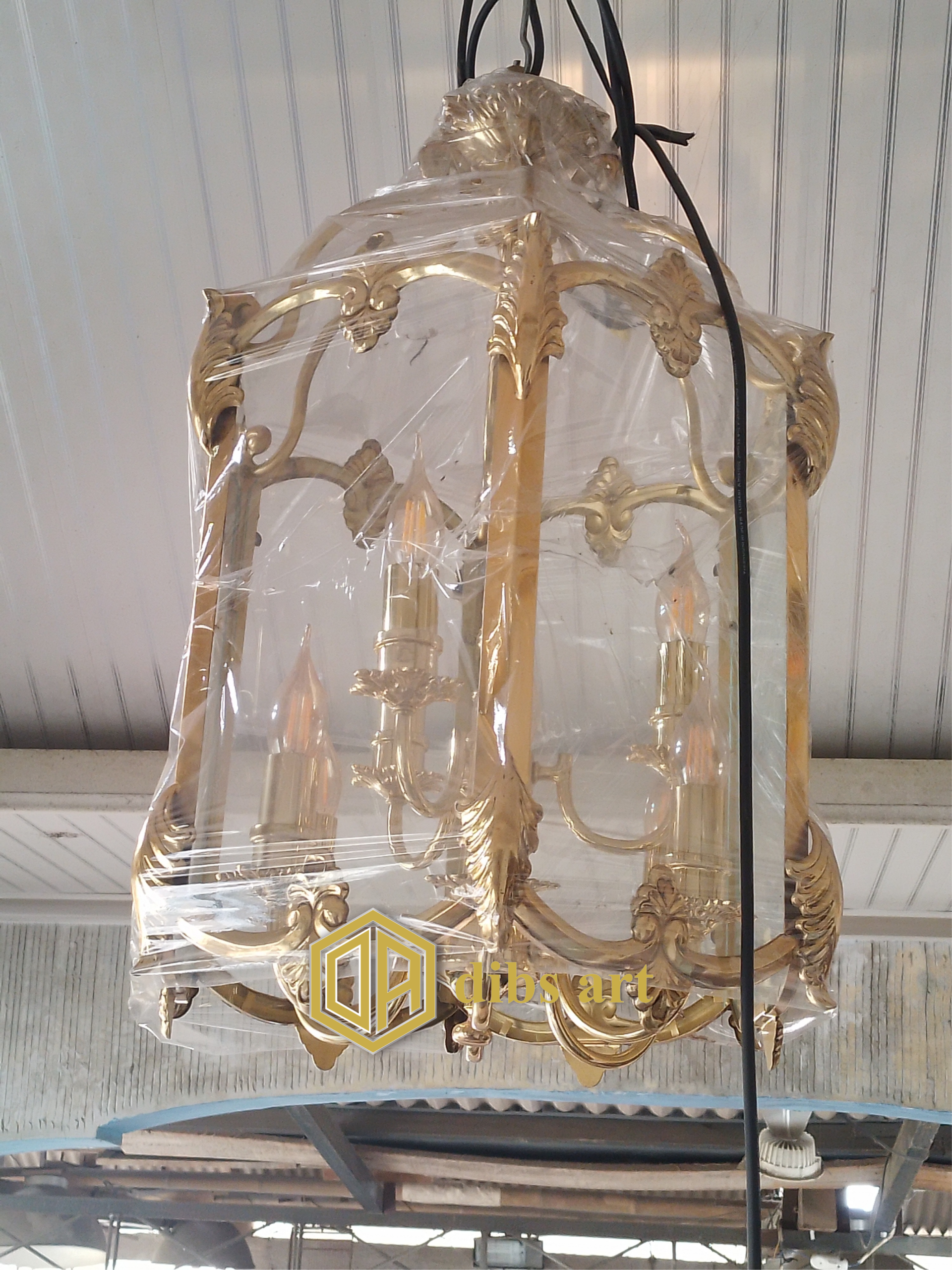 lampu gantung kuningan klasik polish