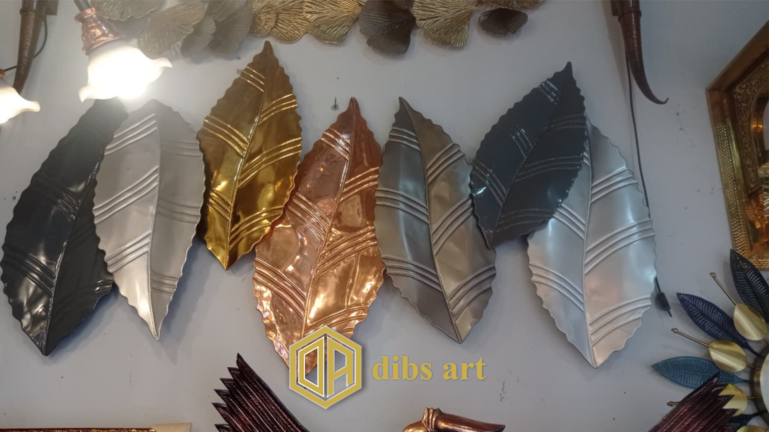 wall decor tembaga kuningan daun teh