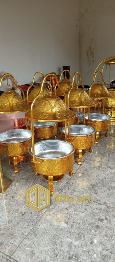 chafing dish kuningan bulat ukir 1