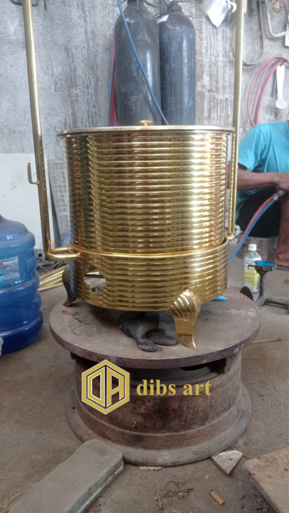 chafing dish kuningan garis garis