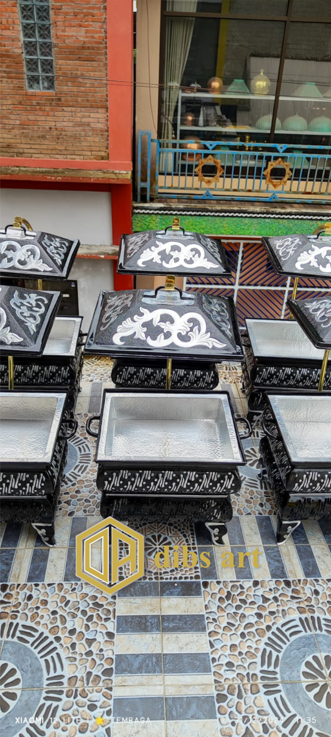 chafing dish kuningan hitam