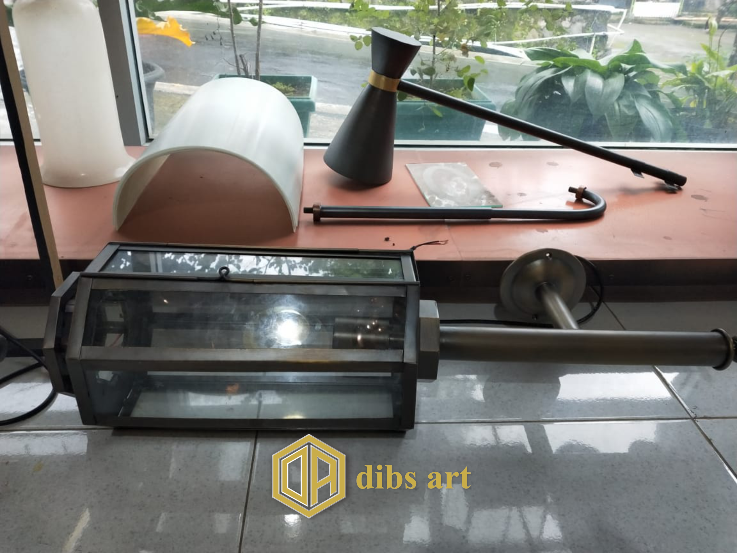 lampu dinding kuningan kaca antik