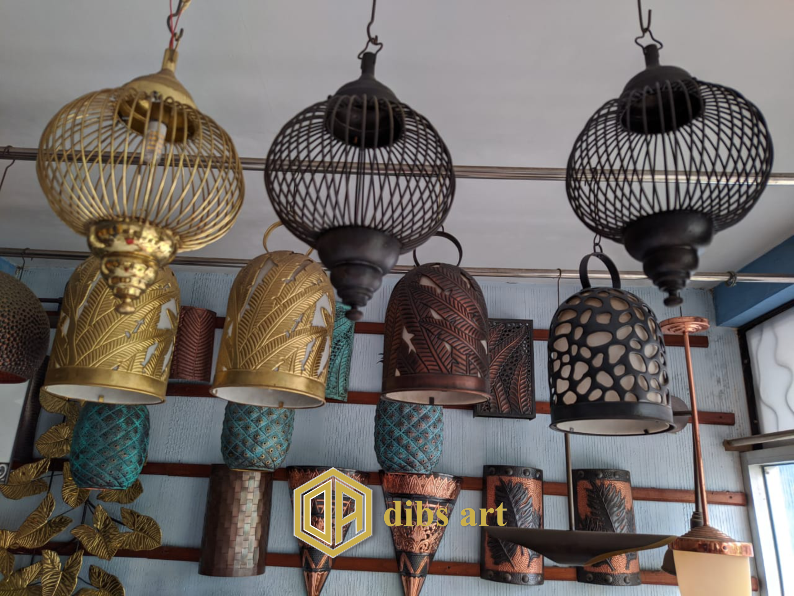 lampu gantung kuningan klasik sangkar