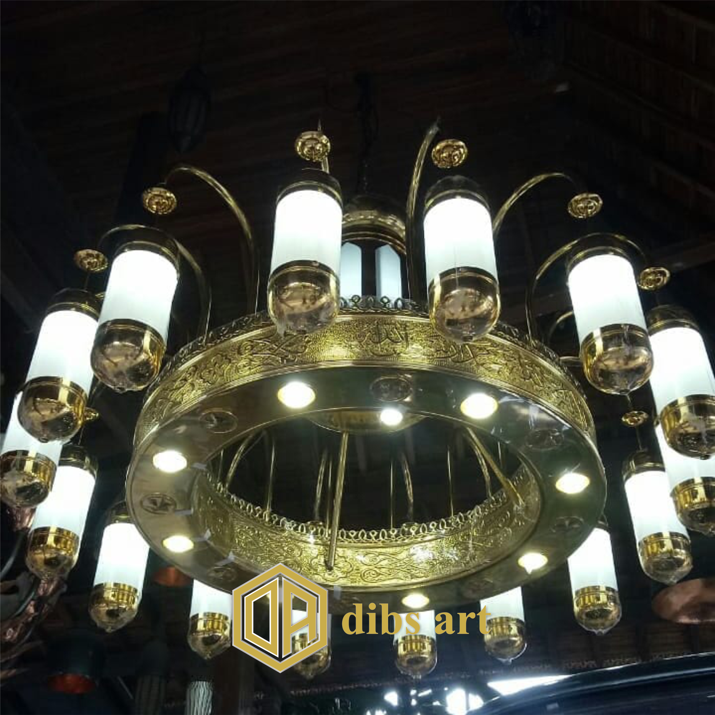 lampu gantung nabawi kuningan 16 tangkai