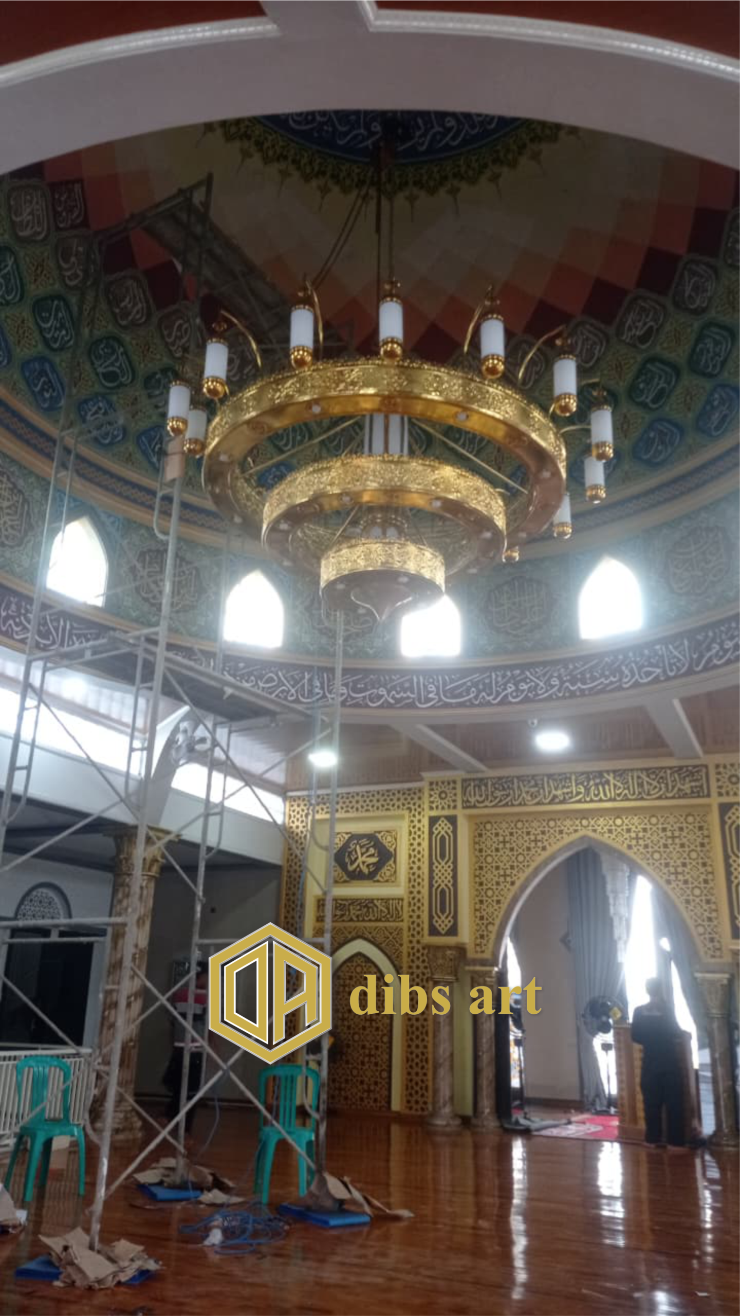 lampu gantung nabawi kuningan 3 tingkat