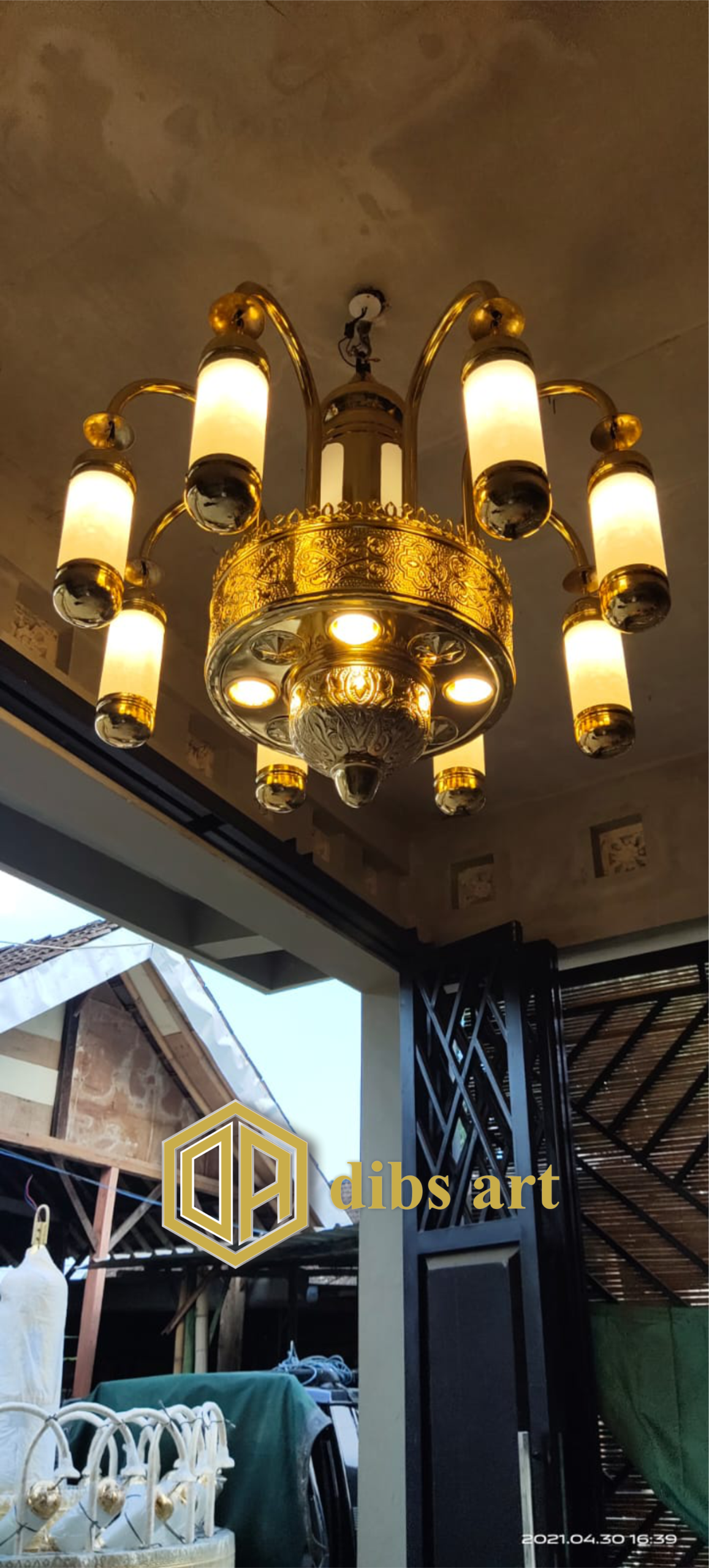 lampu gantung nabawi kuningan 8 tangkai