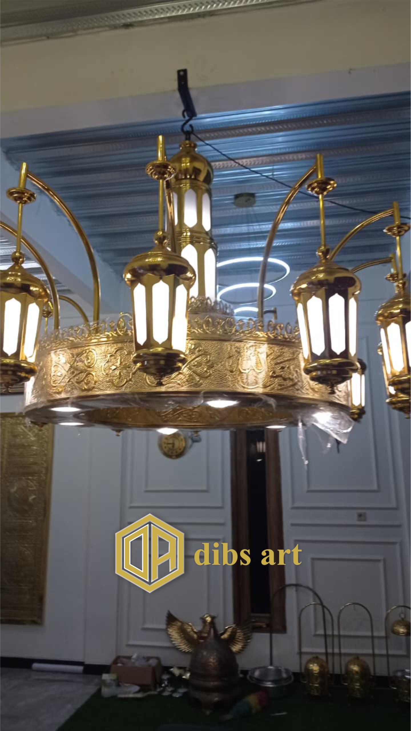 lampu gantung nabawi kuningan 9 tangkai