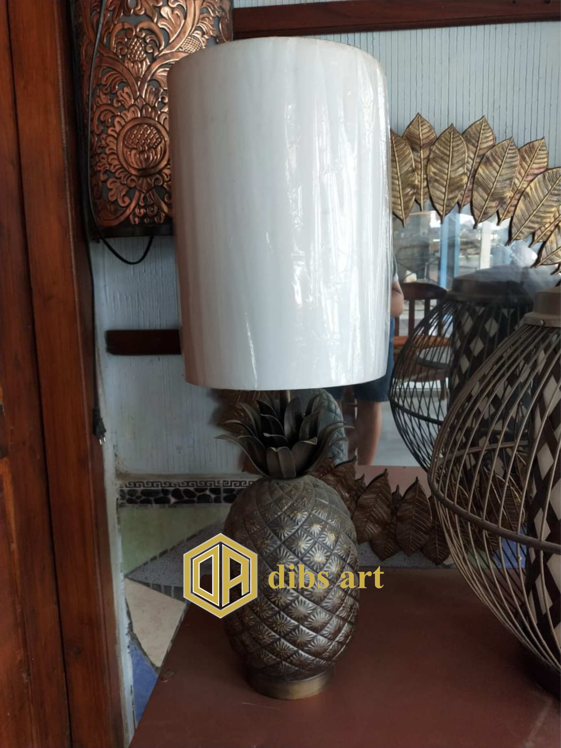 lampu meja kuningan nanas klasik