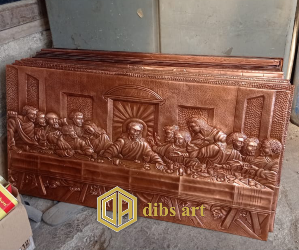 Relief Tembaga Perjamuan Kudus untuk Dekorasi Rohani Elegan relief tembaga perjamuan kudus