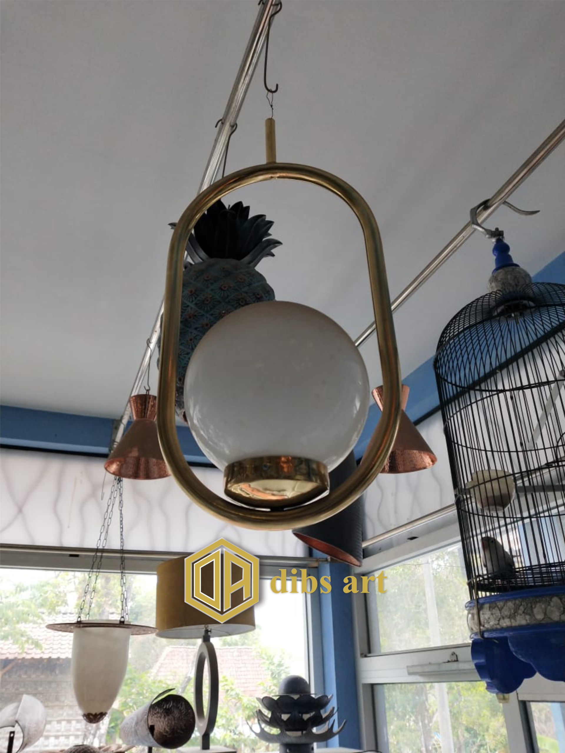lampu gantung kuningan minimalis polish