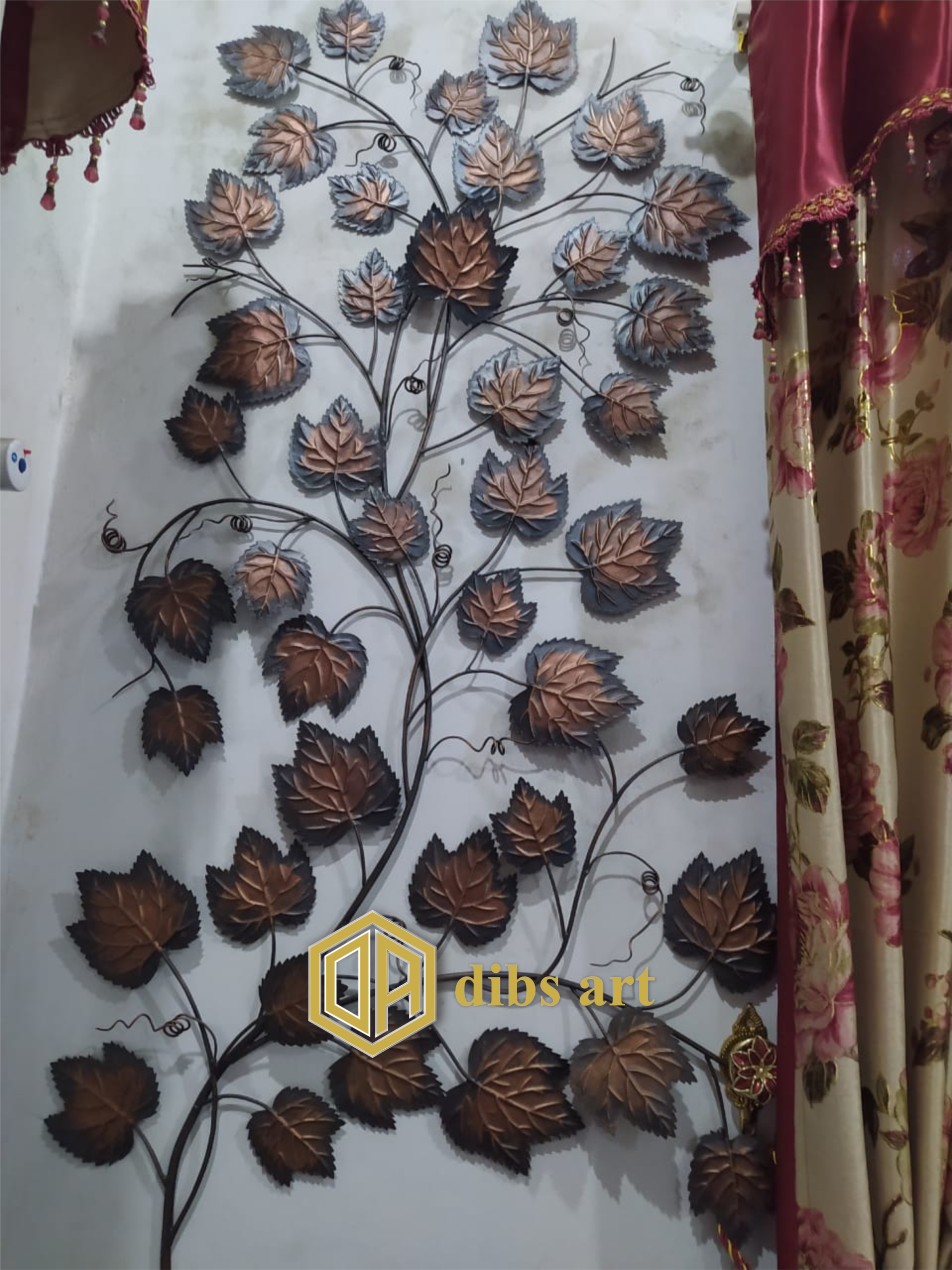 wall decor tembaga daun