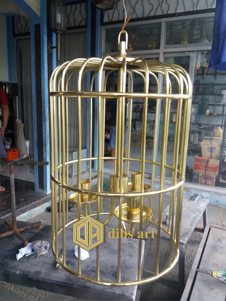 lampu gantung kuningan sangkar