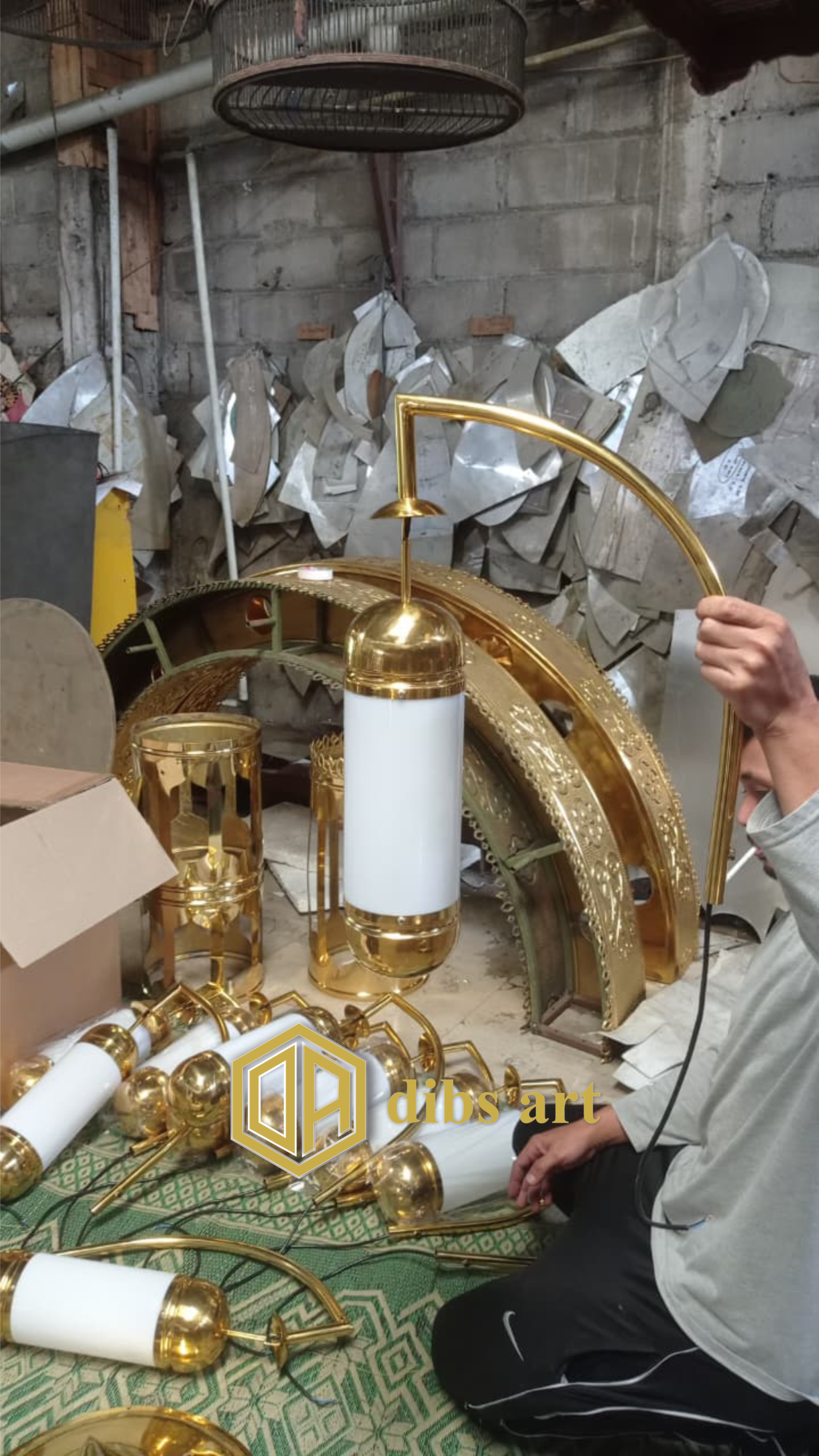 lampu gantung nabawi kuningan setting tangkai