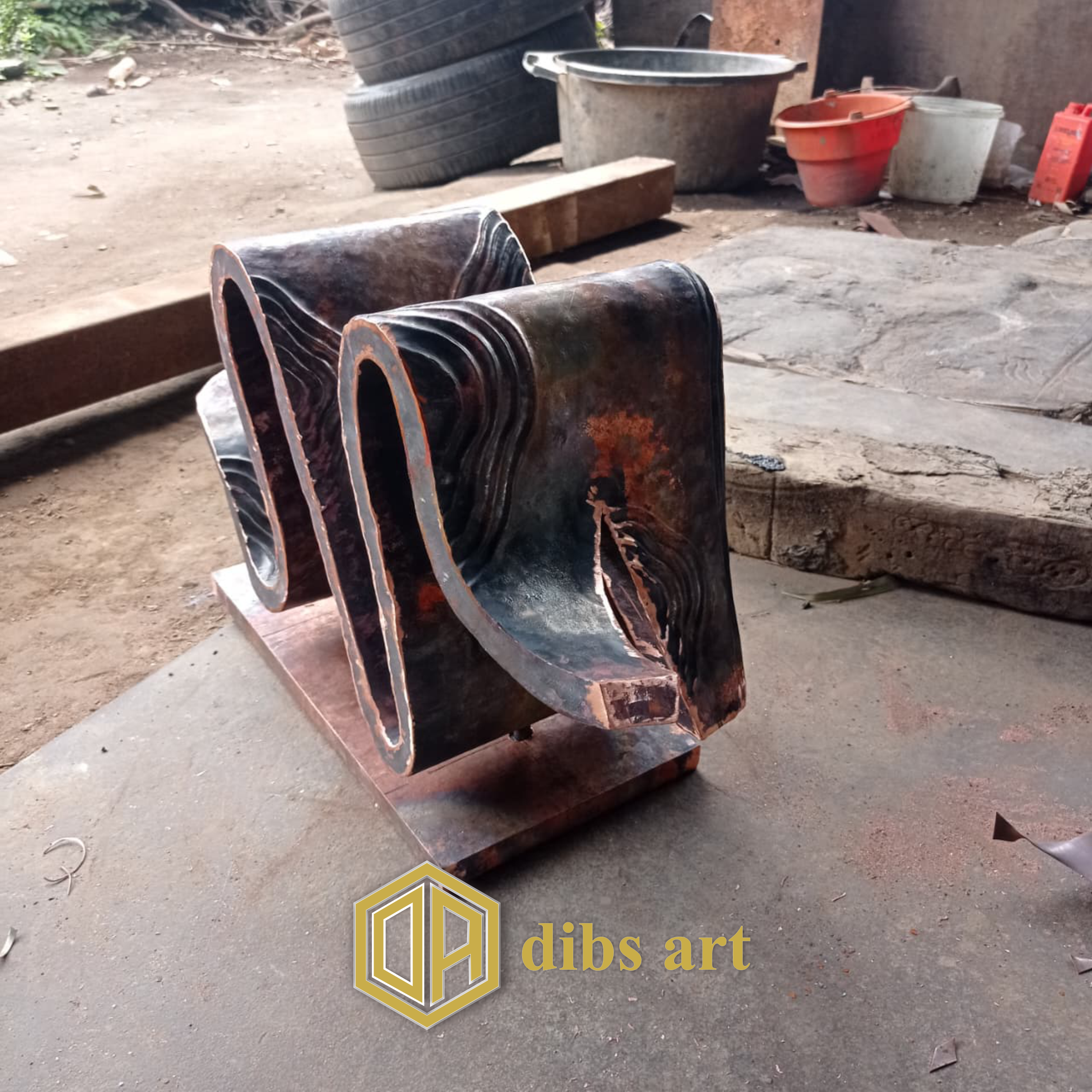 ornamen tembaga kontemporer setting proses
