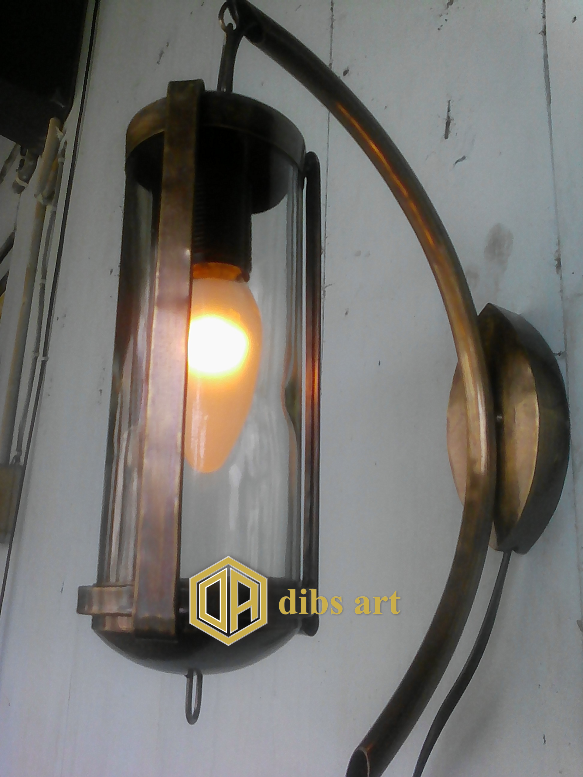 lampu dinding kuningan vintage kaca