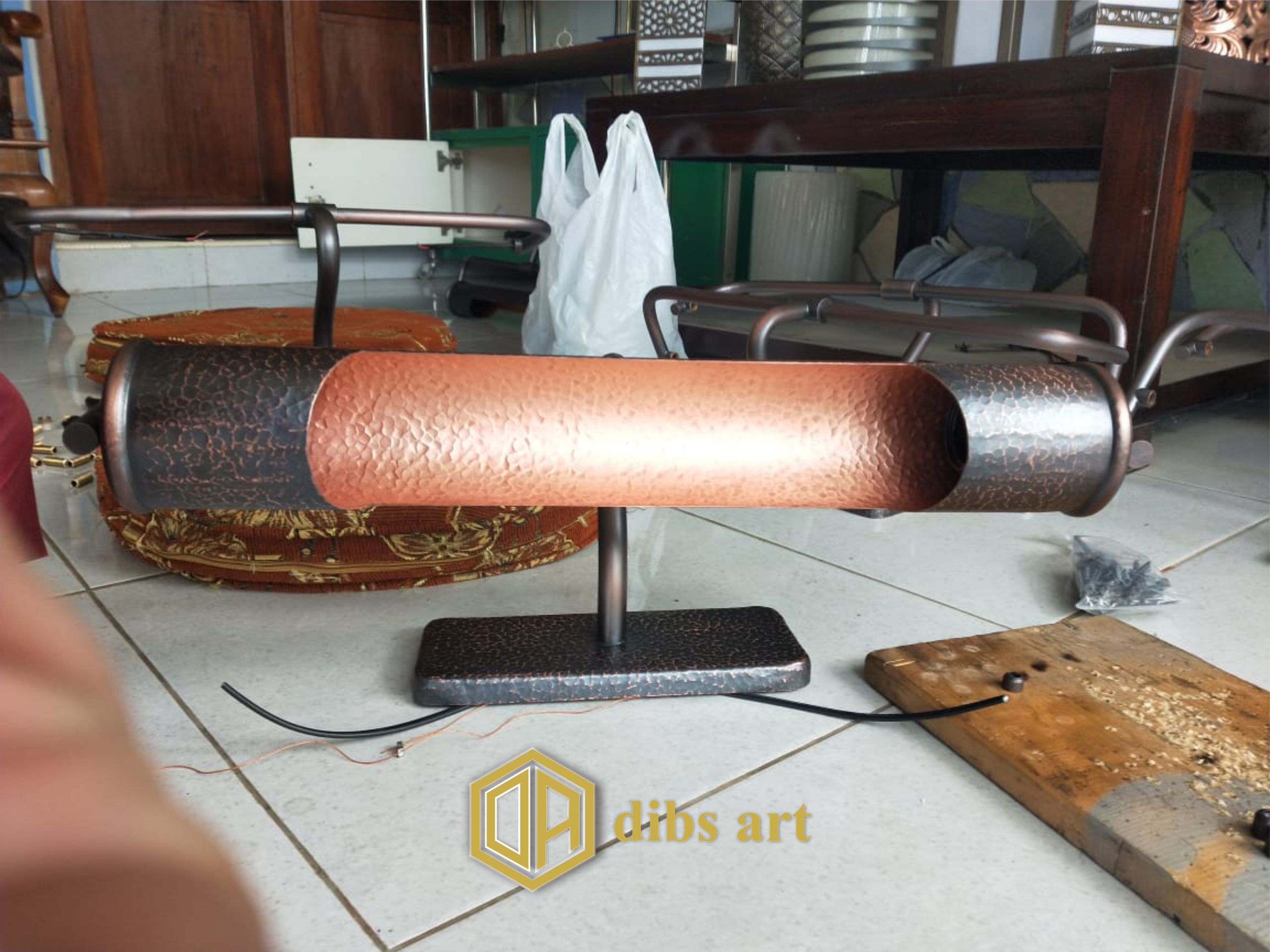 lampu meja tembaga vintage