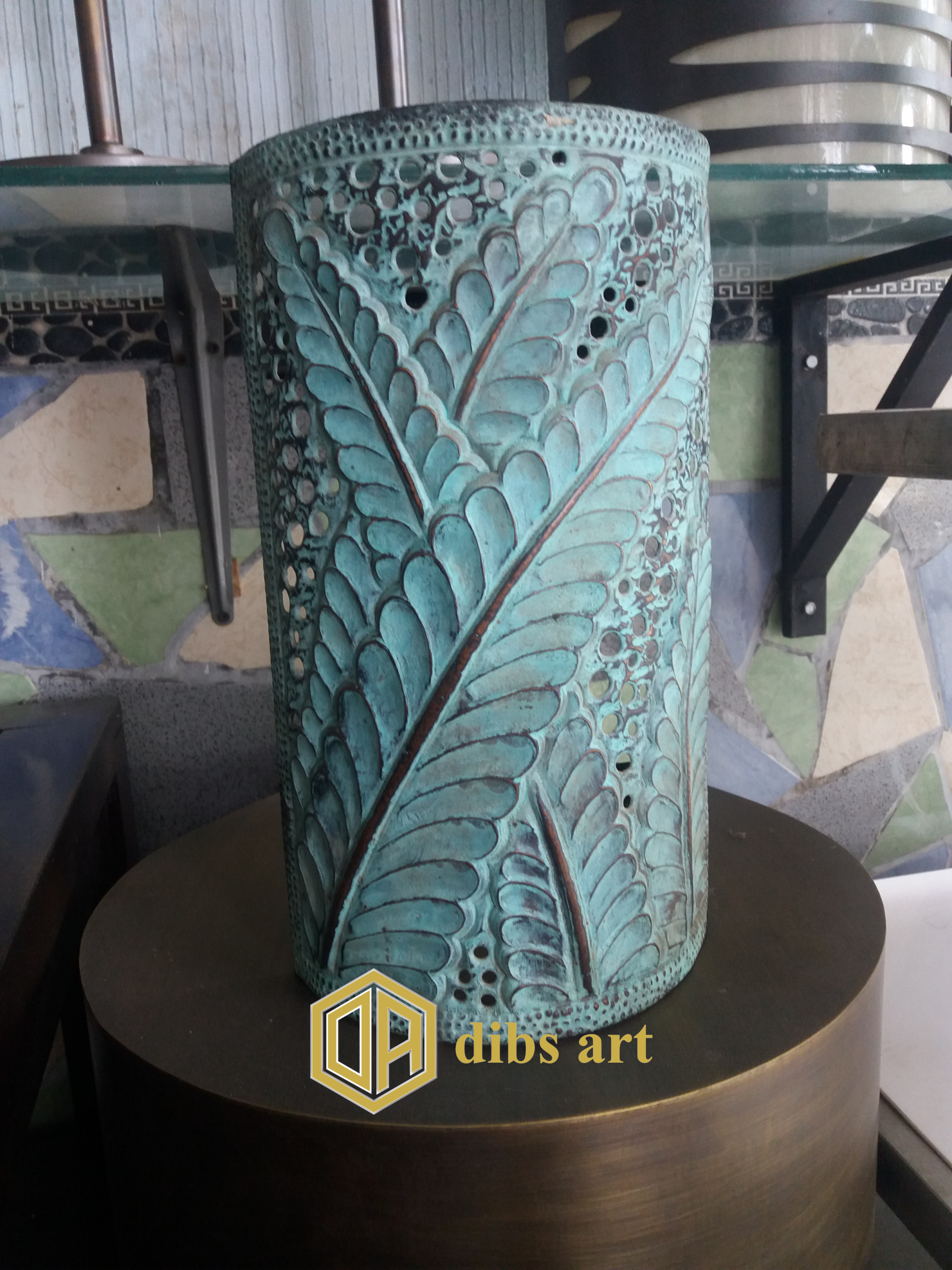 lampu dinding ukir daun