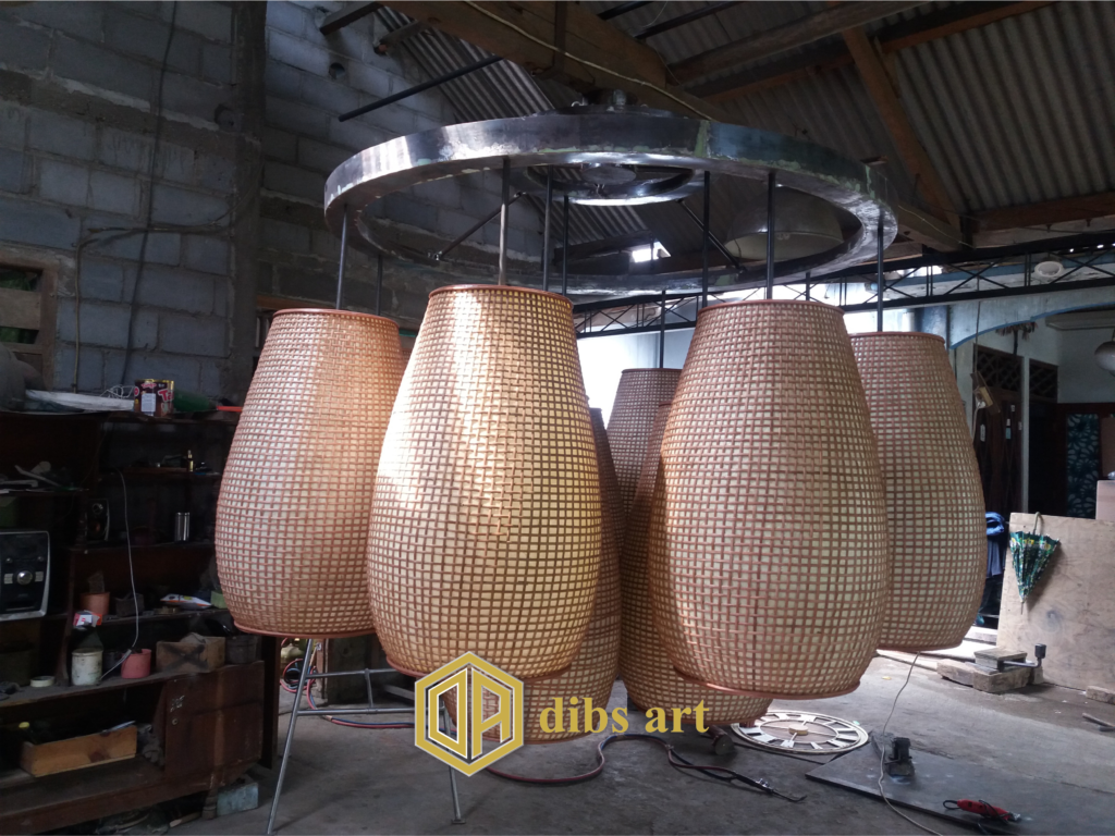 lampu gantung tembaga model anyaman